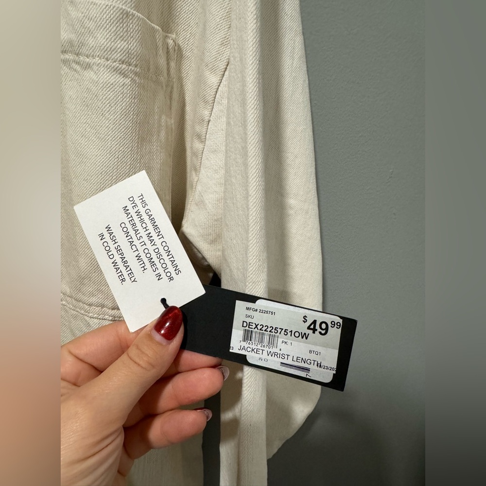 NWT DEX Cotton Jacket in Cream Size Large - Picture 5 of 6